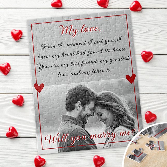 Custom Photo Marriage Proposal Will You Marry Me Jigsaw Puzzle (Creator Uploaded)