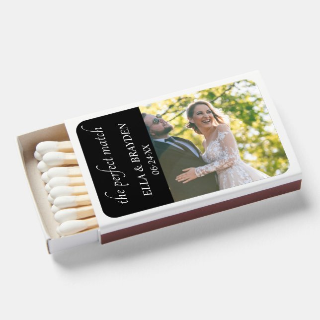 Custom Photo Matchboxes – Perfect Match Wedding (Front Open)