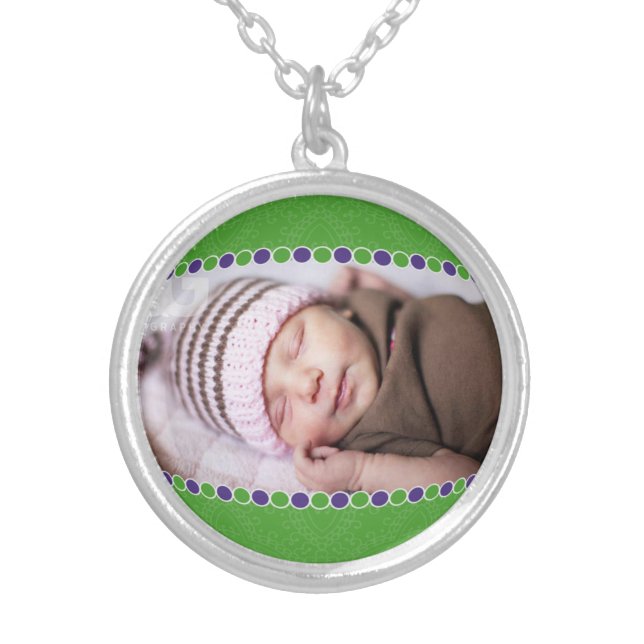 Custom Photo Medium Silver Plated Necklace (Front)