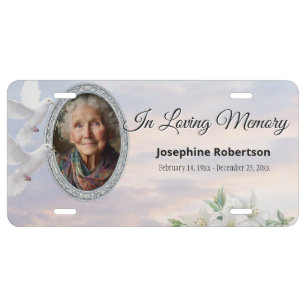 Custom Photo Memorial Angel Wings License Plate