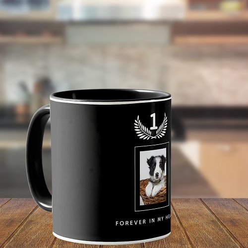 Custom photo memorial dog pet black mug