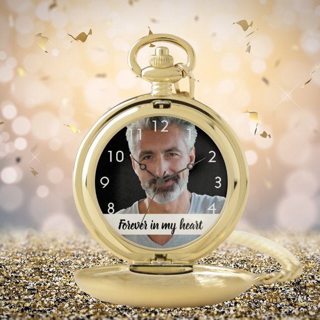 Custom photo memorial forever in my heart male pocket watch (Creator Uploaded)