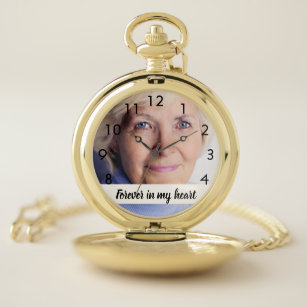 Custom photo memorial forever in my heart pocket watch