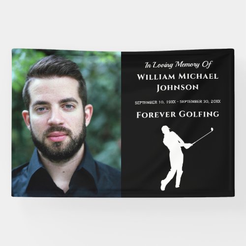 Custom Photo Memorial Funeral Forever Golfing Banner