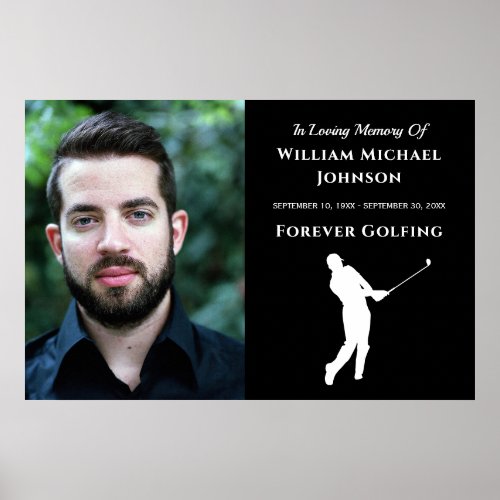 Custom Photo Memorial Funeral Forever Golfing Poster