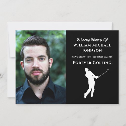Custom Photo Memorial Funeral Forever Golfing Thank You Card