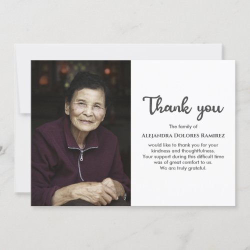 Custom Photo Memorial Funeral Sympathy Bereavement Thank You Card