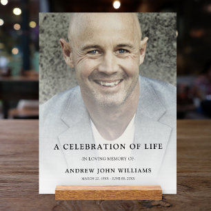 Custom Photo Memorial Funeral Tribute  Acrylic Sign