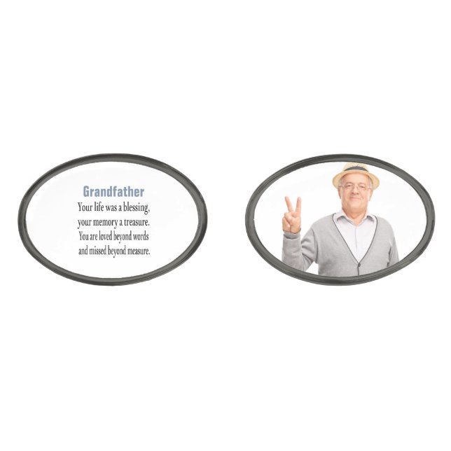 Custom Photo Memorial Grandfather Groom Cufflinks (Front)