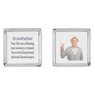 Custom Photo Memorial Grandfather Groom Cufflinks