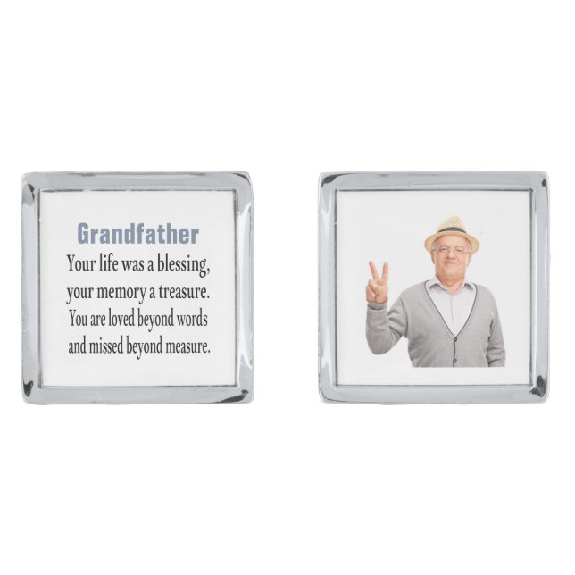 Custom Photo Memorial Grandfather Groom Cufflinks (Front)