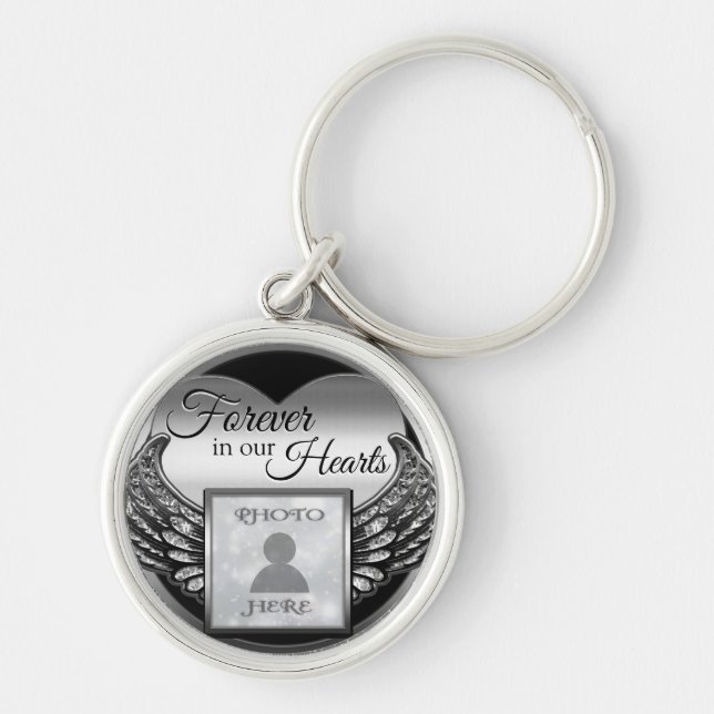 Custom Photo Memorial Heart Keychain (Front)