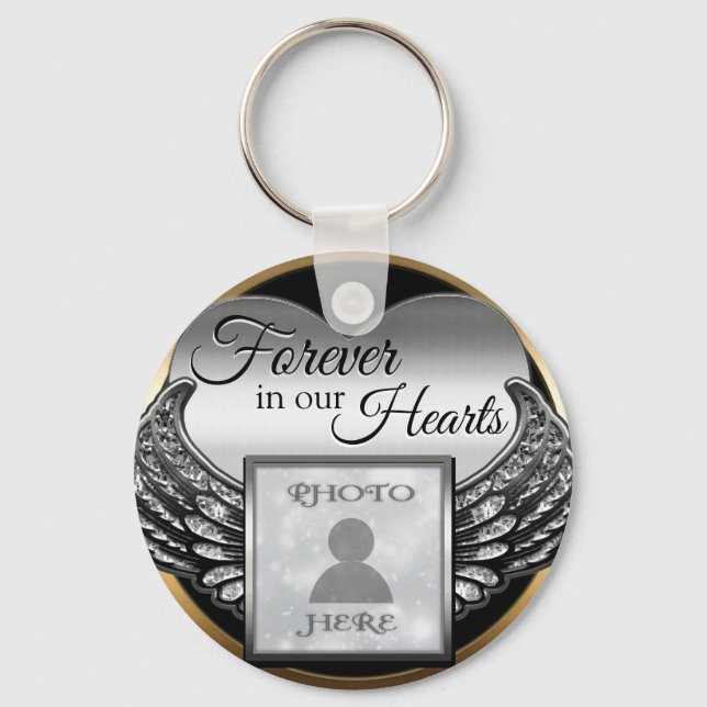 Custom Photo Memorial Heart Keychain (Front)