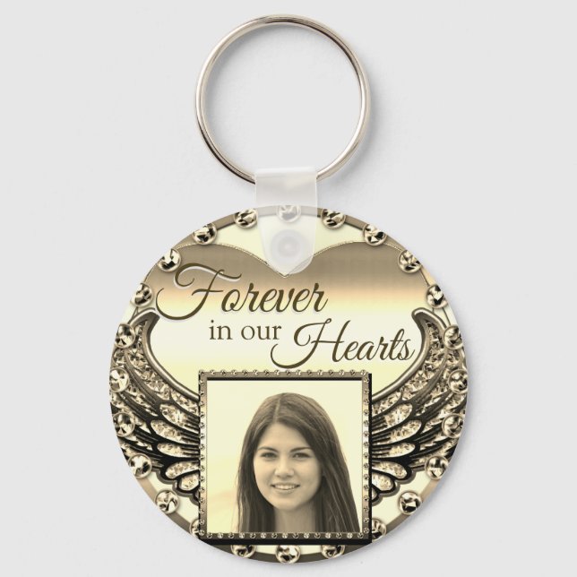 Custom Photo Memorial Heart Keychain (Front)
