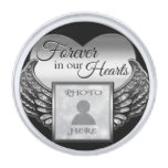 Custom Photo Memorial Heart Keychain Silver Finish Lapel Pin