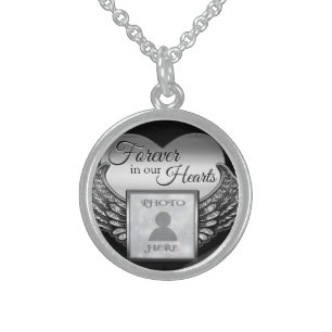 Custom Photo Memorial Heart Keychain Sterling Silver Necklace