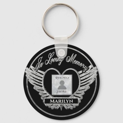 Custom Photo Memorial Heart Silver Keychain