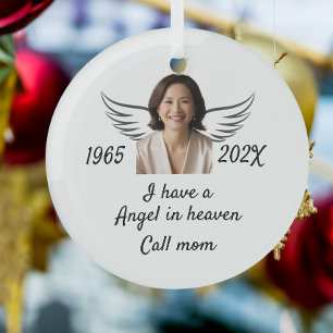 Custom Photo Memorial In Loving Christmas Keepsake Glass Ornament