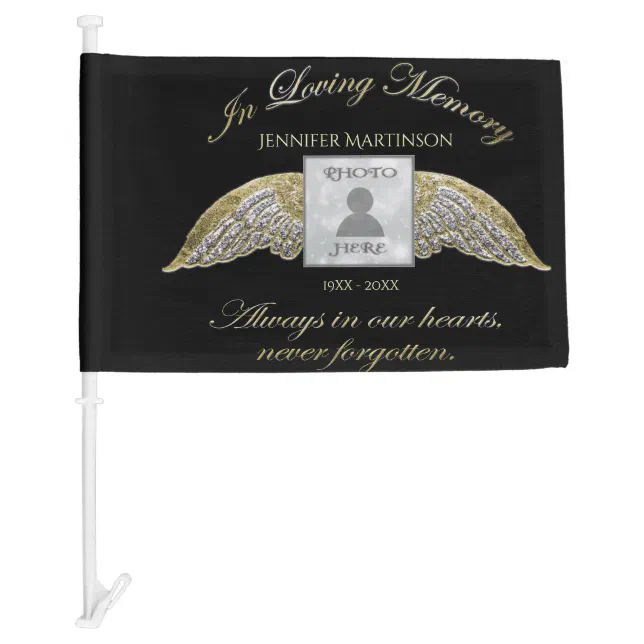 Custom Photo Memorial In Loving Memory Car Flag | Zazzle