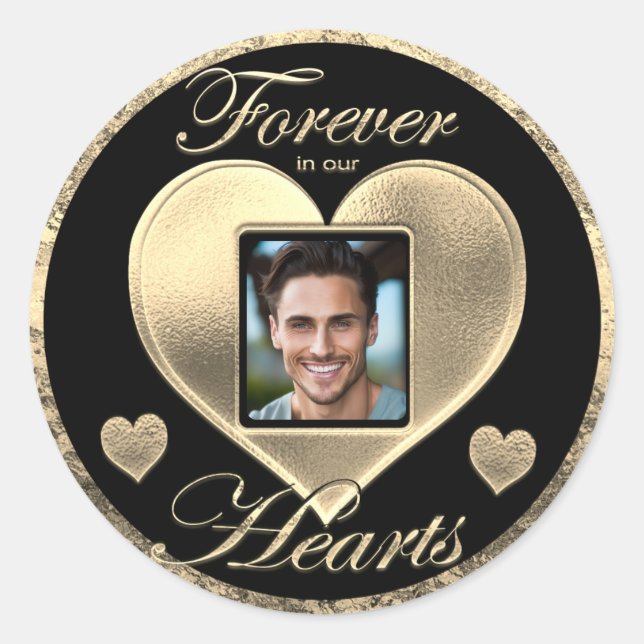 Custom Photo Memorial in Loving Memory  Classic Round Sticker (Front)