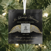 Custom Photo Memorial In Loving Memory Glass Ornament