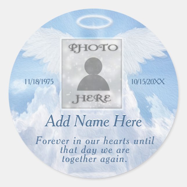 Custom Photo Memorial in Loving Memory Keychain Cl Classic Round Sticker (Front)