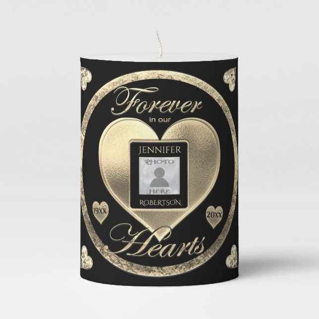 Custom Photo Memorial in Loving Memory Pillar Candle (Front)