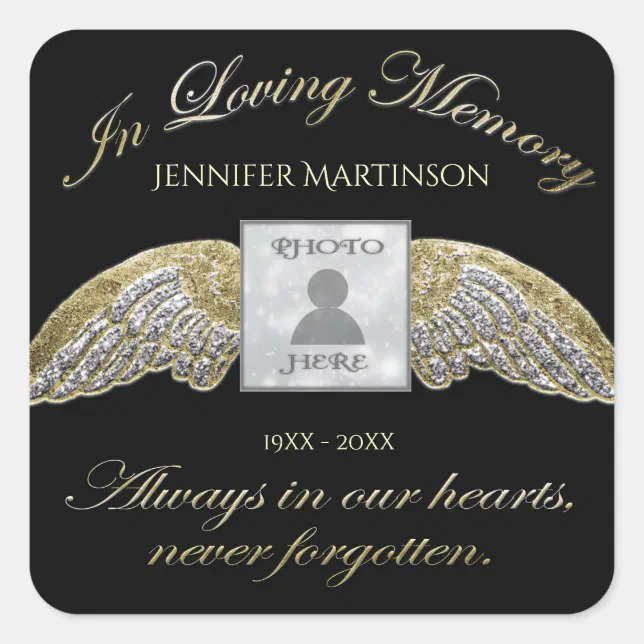 Custom Photo Memorial In Loving Memory Square Sticker | Zazzle