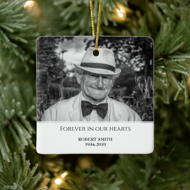 Custom Photo Memorial Keepsake Ceramic Ornament (Tree)