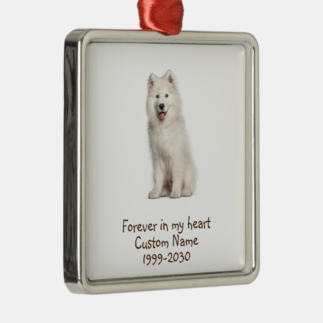 Custom Photo Memorial Keepsake  Dog Metal Ornament (Right)