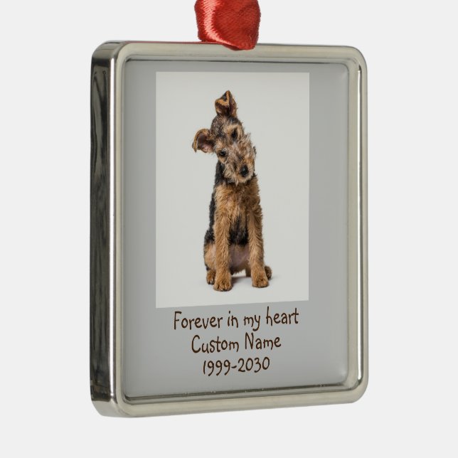 Custom Photo Memorial Keepsake  Dog Metal Ornament (Right)