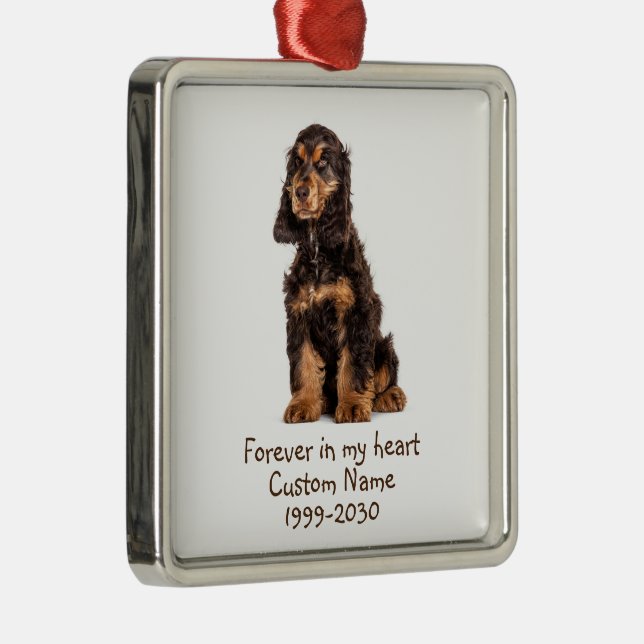 Custom Photo Memorial Keepsake  Dog Metal Ornament (Right)