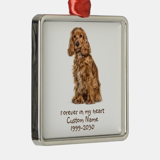 Custom Photo Memorial Keepsake  Dog Metal Ornament (Right)