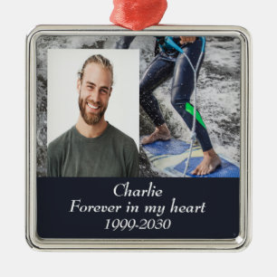 Custom Photo Memorial Keepsake Forever in my Heart Metal Ornament