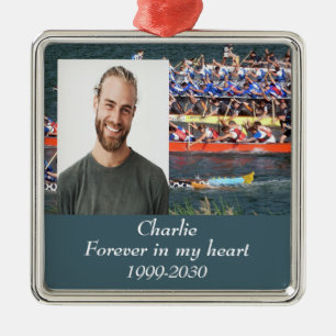 Custom Photo Memorial Keepsake Forever in my Heart Metal Ornament