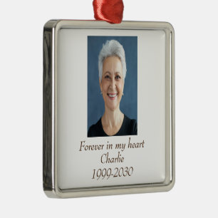 Custom Photo Memorial Keepsake Forever in my Heart Metal Ornament