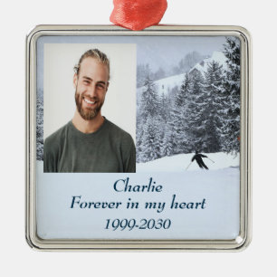 Custom Photo Memorial Keepsake Forever in my Heart Metal Ornament