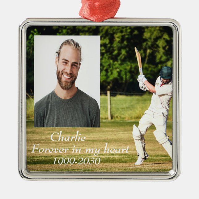 Custom Photo Memorial Keepsake Forever in my Heart Metal Ornament (Front)