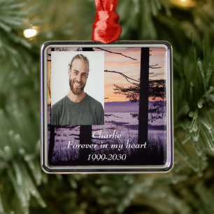 Custom Photo Memorial Keepsake Forever in my Heart Metal Ornament