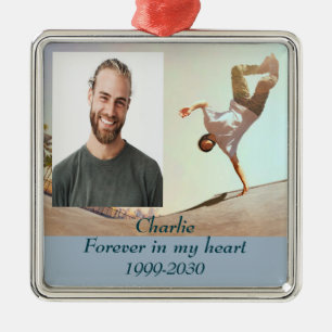 Custom Photo Memorial Keepsake Forever in my Heart Metal Ornament