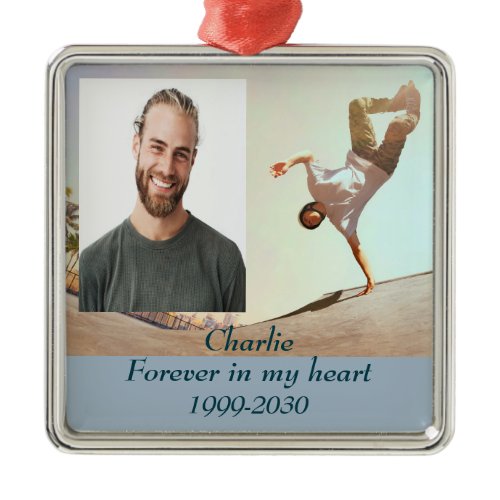 Custom Photo Memorial Keepsake Forever in my Heart Metal Ornament