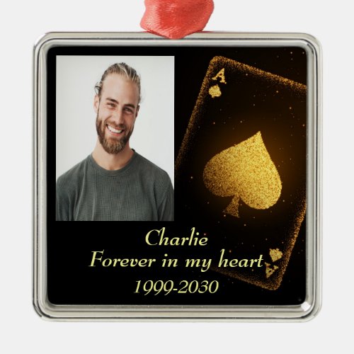 Custom Photo Memorial Keepsake Forever in my Heart Metal Ornament