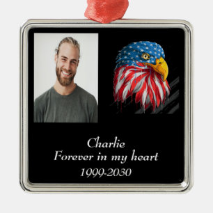 Custom Photo Memorial Keepsake Forever in my Heart Metal Ornament