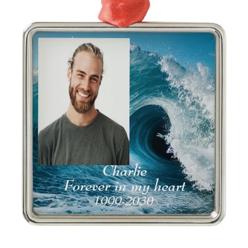 Custom Photo Memorial Keepsake Forever in my Heart Metal Ornament