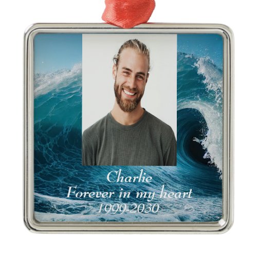 Custom Photo Memorial Keepsake Forever in my Heart Metal Ornament