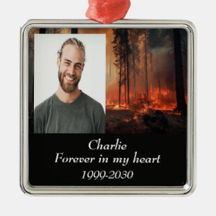 Custom Photo Memorial Keepsake Forever in my Heart Metal Ornament