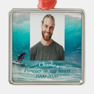 Custom Photo Memorial Keepsake Forever in my Heart Metal Ornament