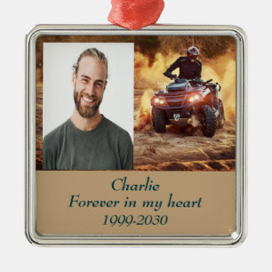 Custom Photo Memorial Keepsake Forever in my Heart Metal Ornament
