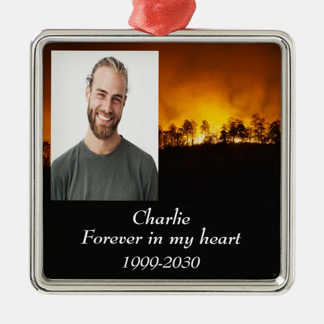 Custom Photo Memorial Keepsake Forever in my Heart Metal Ornament (Front)