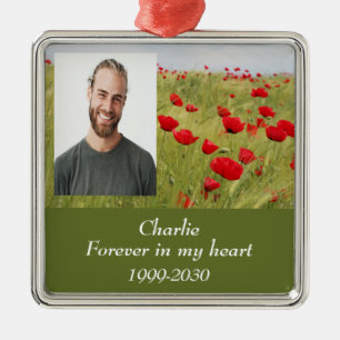 Custom Photo Memorial Keepsake Forever in my Heart Metal Ornament